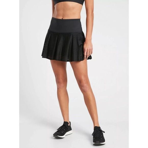 Athleta A Game Skort 14" Size 1X‎ Black Perforated EUC Tennis Golf - Picture 1 of 13